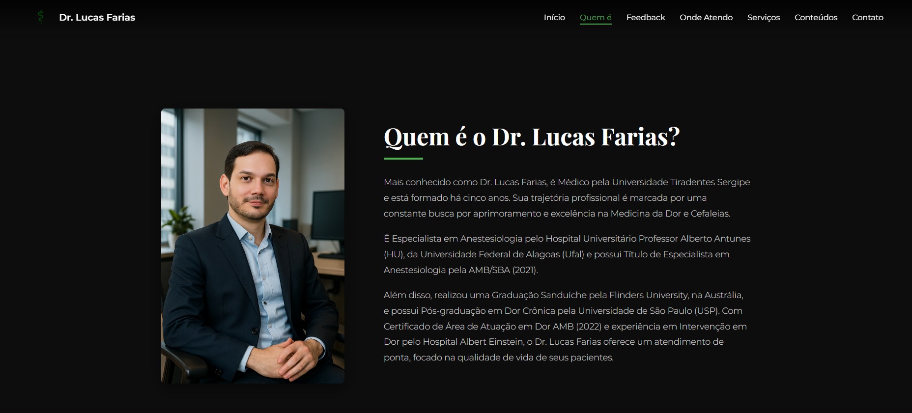 Screenshot do Portfólio Dr. Lucas Farias